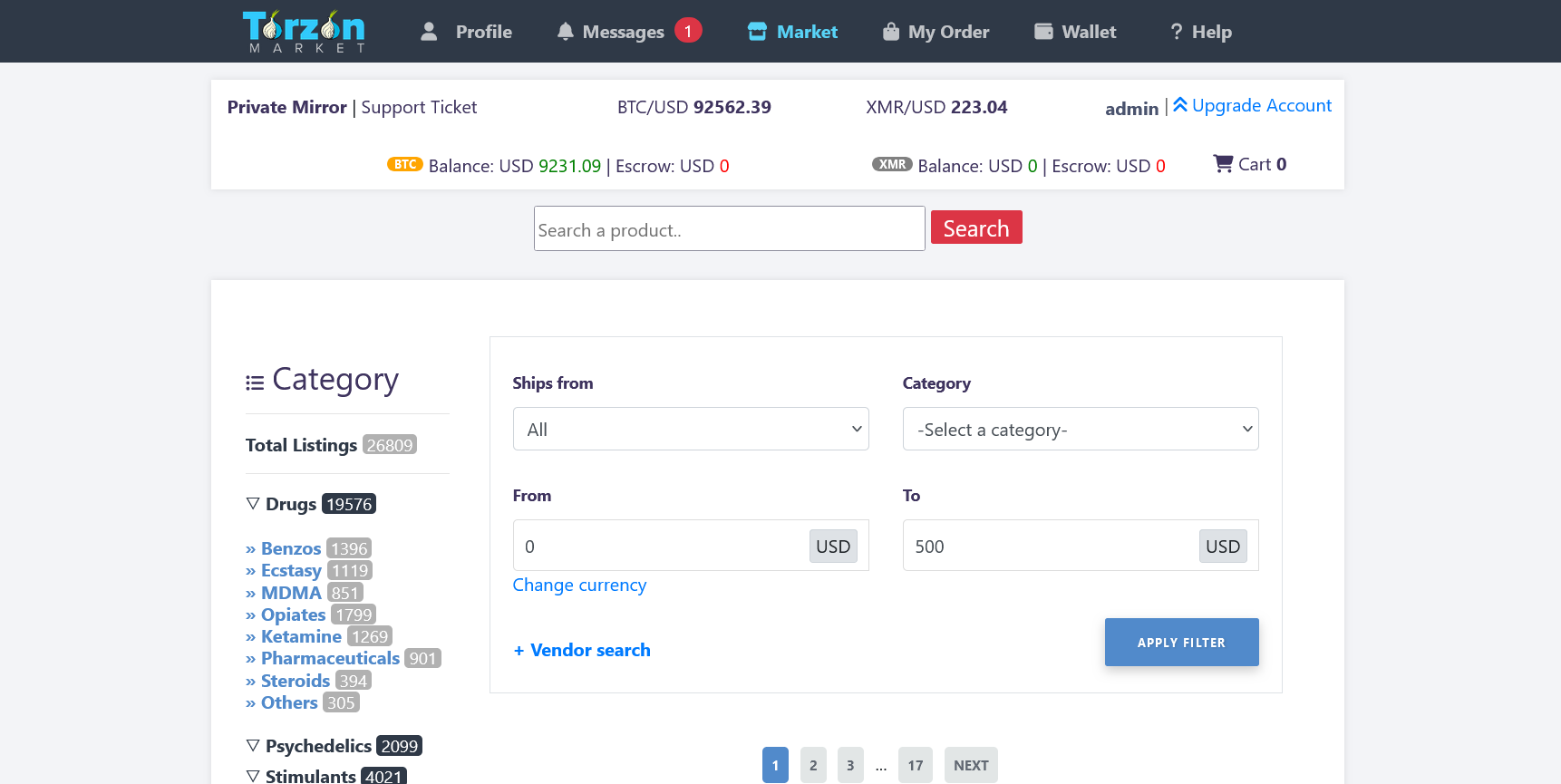 Illustration of the Torzon darknet marketplace interface showing a secure, modern dashboard with various categories and a prominent security shield icon